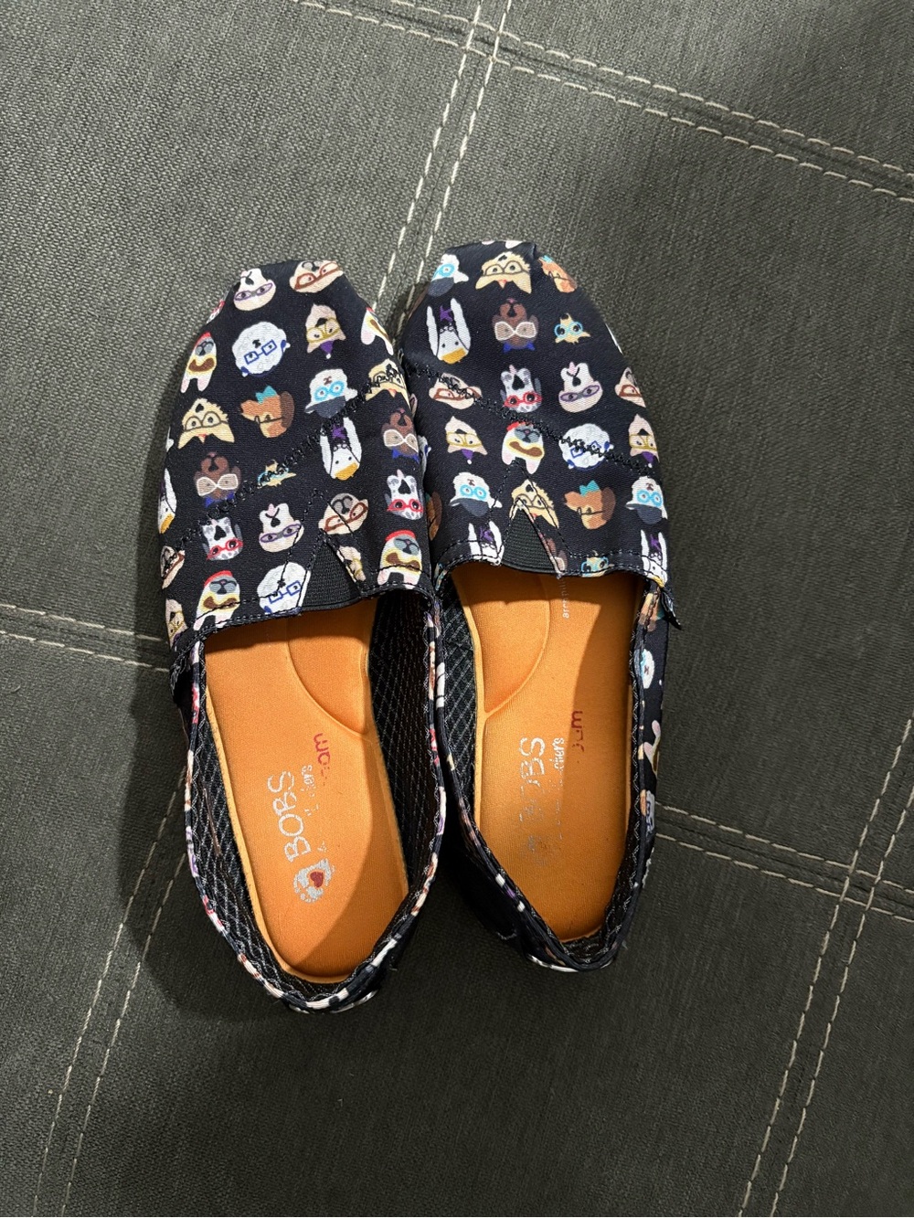 BOBS from Skechers Navy Slip-Ons with Multicolor Character Print